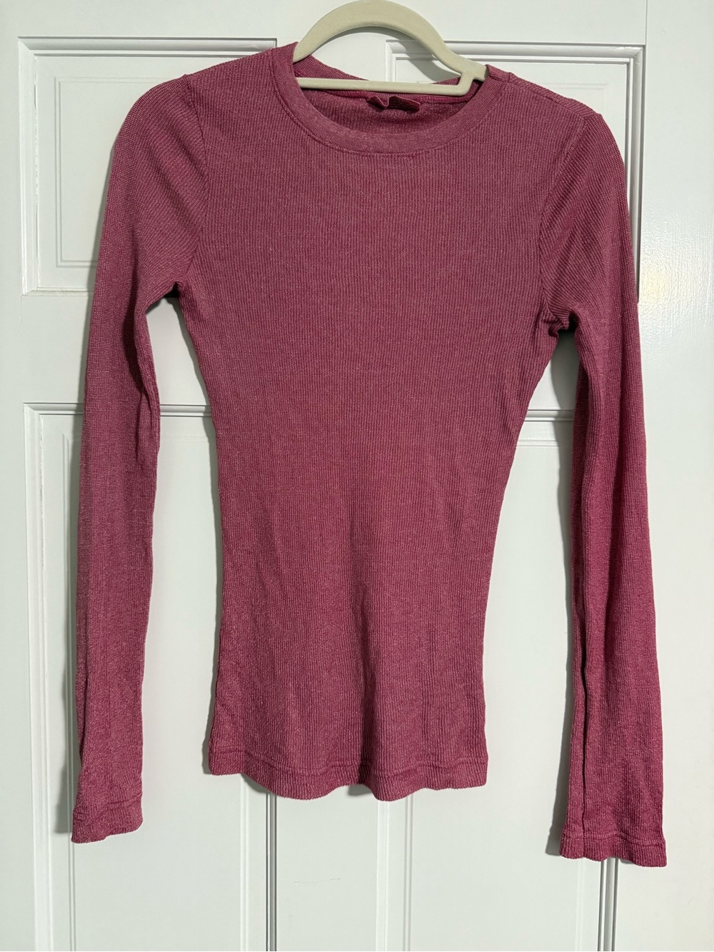 Vintage Michael Stars The Original Tee Pink Ribbed Long Sleeve OS